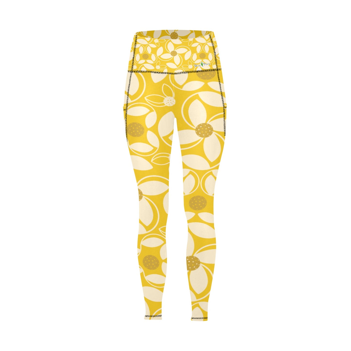 Dizzy Pickle Beth Gold Women's Pickleball Performance Leggings (Ankle Length, High-Waisted, & Two Side Pockets)