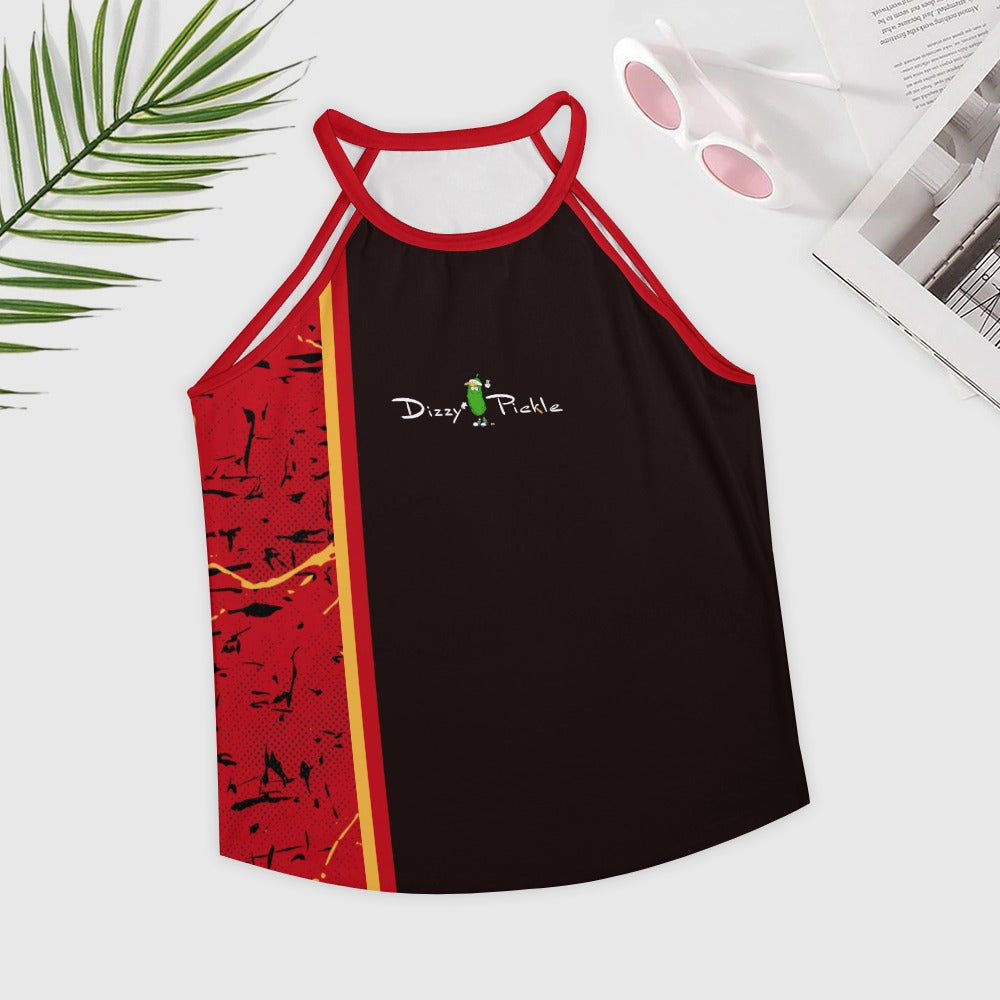 Dizzy Pickle Lynne Red_Black Women's Pickleball Crew Neck Vest