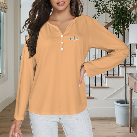 Three Button Long Sleeve Peach