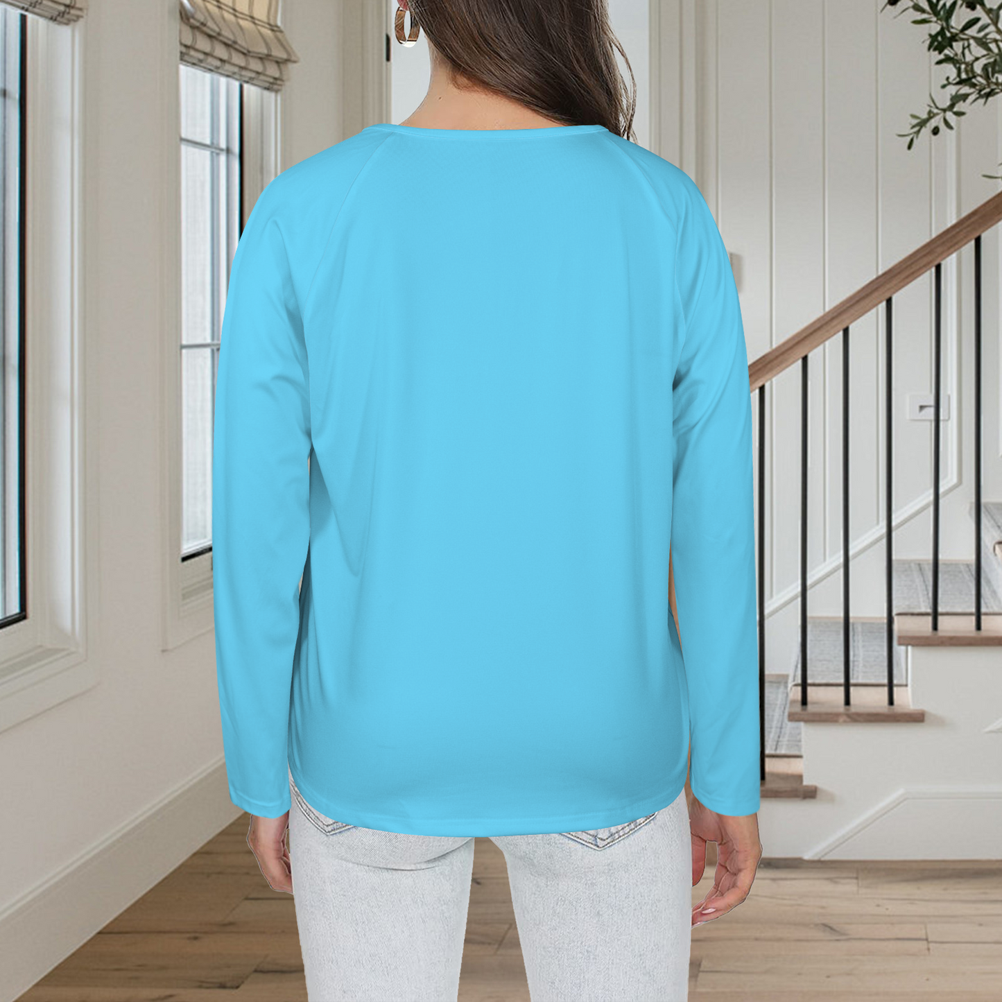 Three Button Long Sleeve Robin Blue
