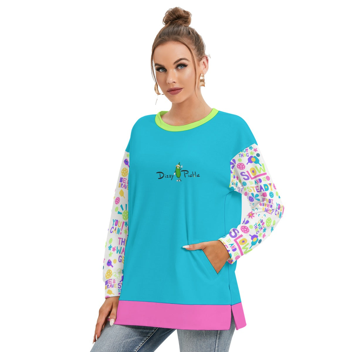 Dizzy Pickle Theresa Women's Pickleball Side Split O-Neck Sweatshirt