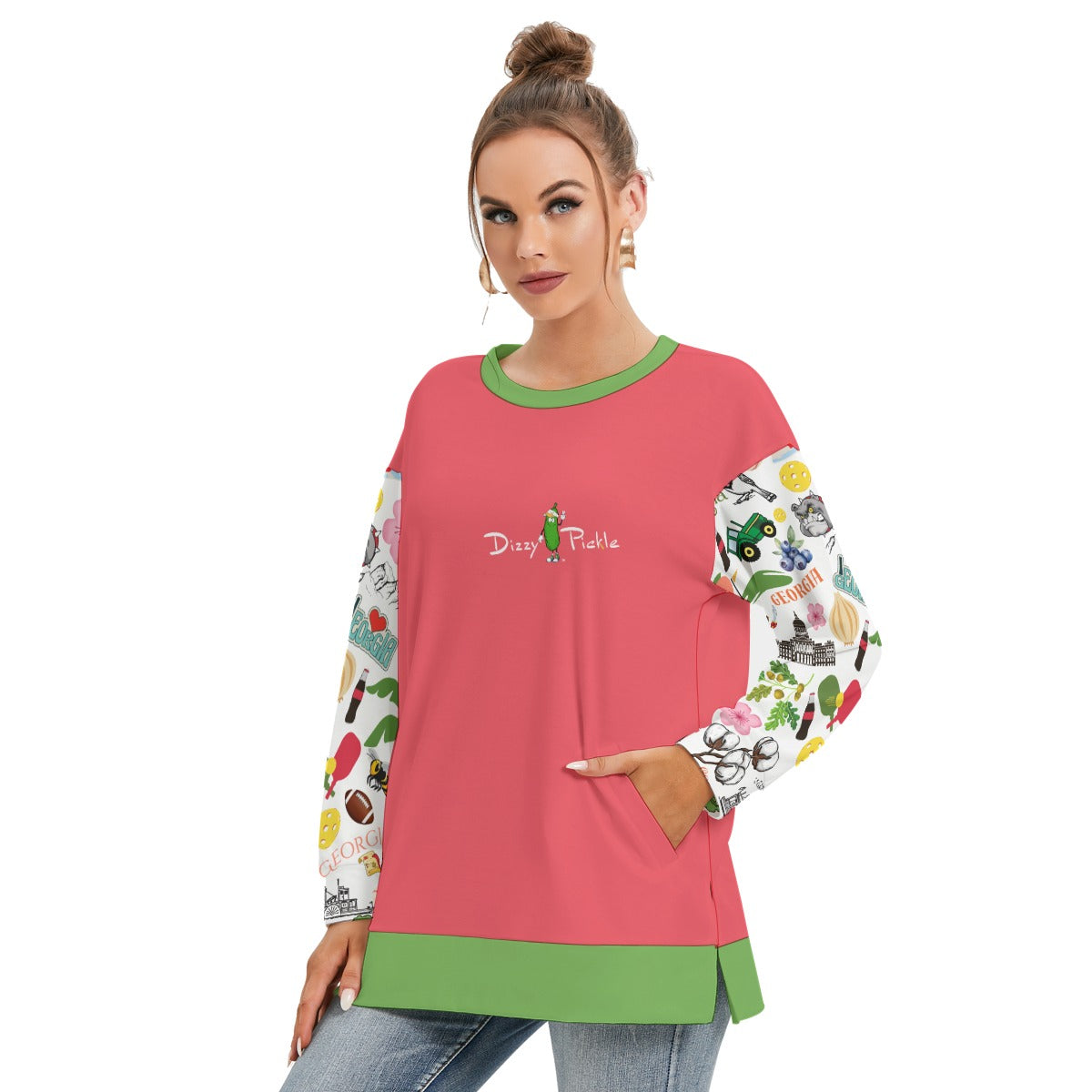 Dizzy Pickle Georgia Women's Pickleball Side Split O-Neck Sweatshirt