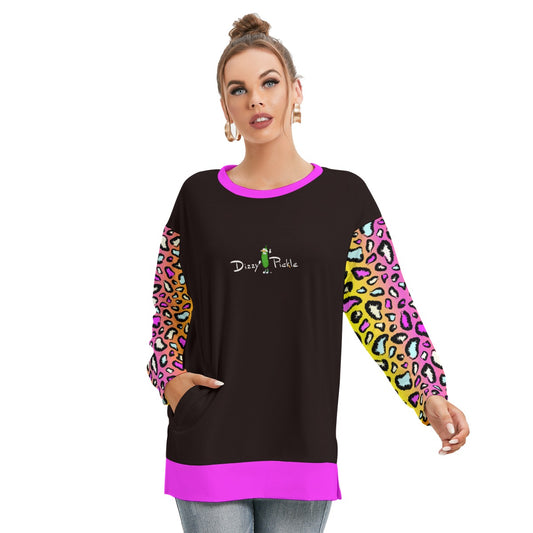 Dizzy Pickle Amber Rainbow Women's Pickleball Side Split O-Neck Sweatshirt