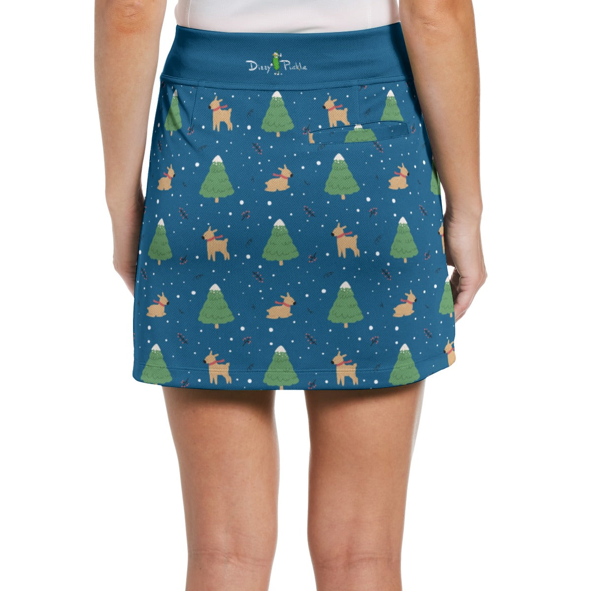 Dizzy Pickle Christmas Reindeer Frolic Women's 17" Performance Pickleball Skort with Inner Shorts