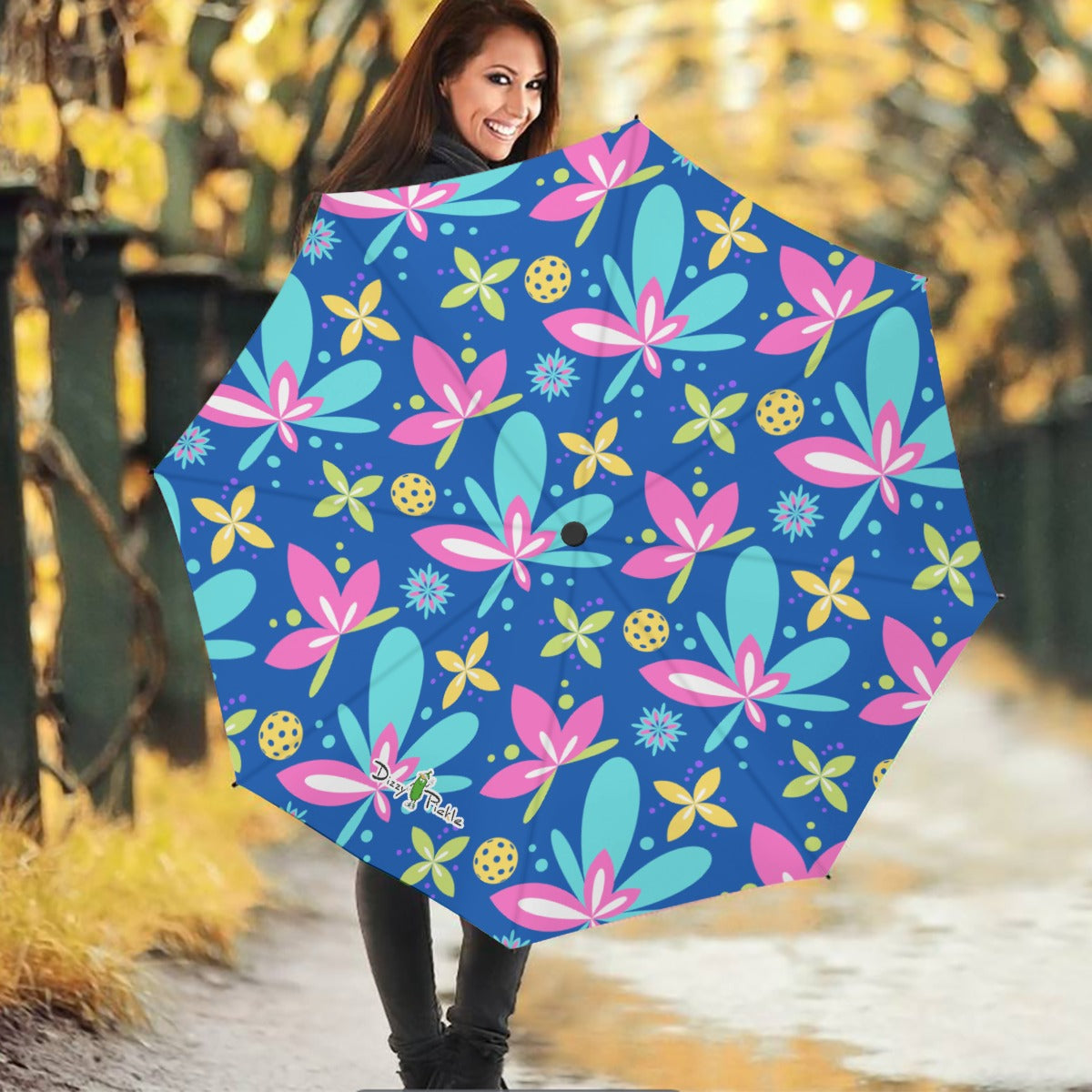 Dizzy Pickle Donna Blue Pickleball Automatic Button Release Umbrella