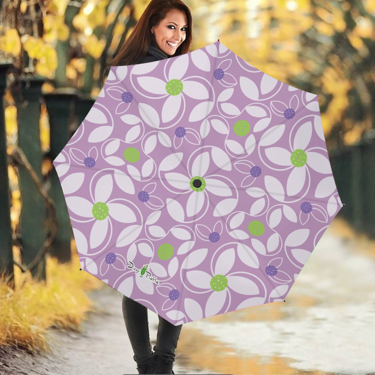 Dizzy Pickle Beth Lavender Pickleball Automatic Button Release Umbrella