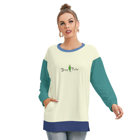 Dizzy Pickle Anne Cream Women's Pickleball Side Split O-Neck Sweatshirt