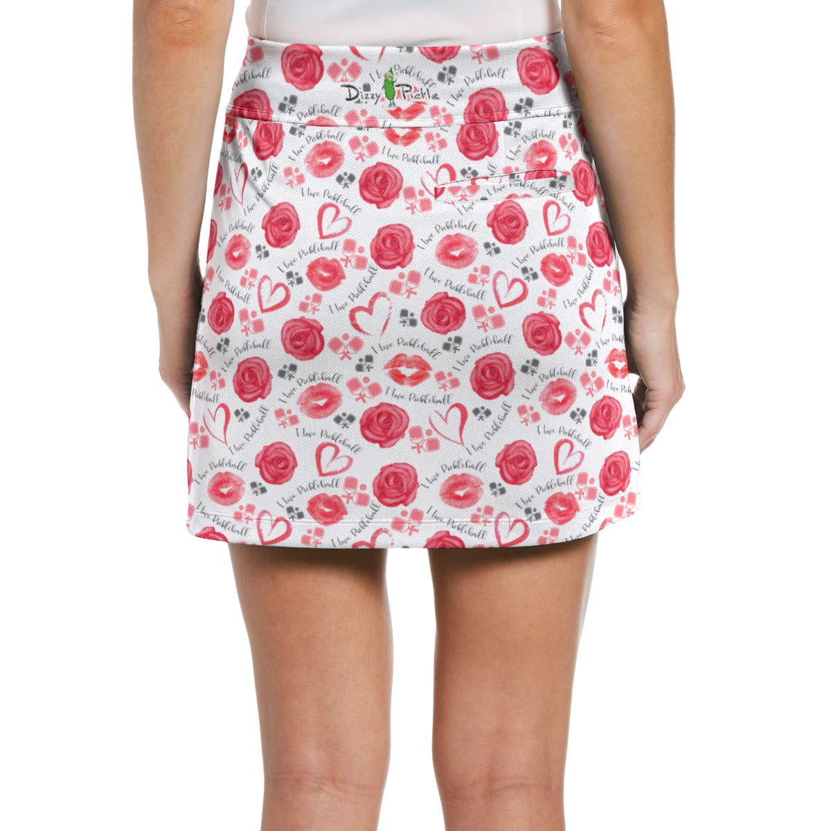Dizzy Pickle Hearts and Roses Women's 17" Performance Pickleball Skort and Inner Shorts