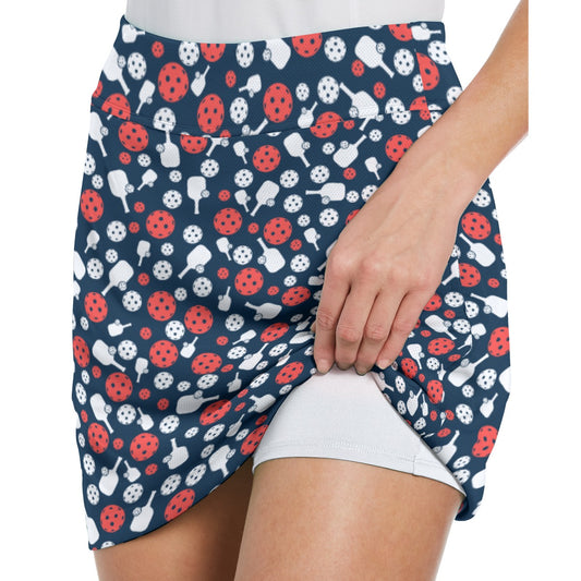 Dizzy Pickle Van Mini Paddles and Balls Women's 17" Performance Pickleball Skort and Inner Shorts