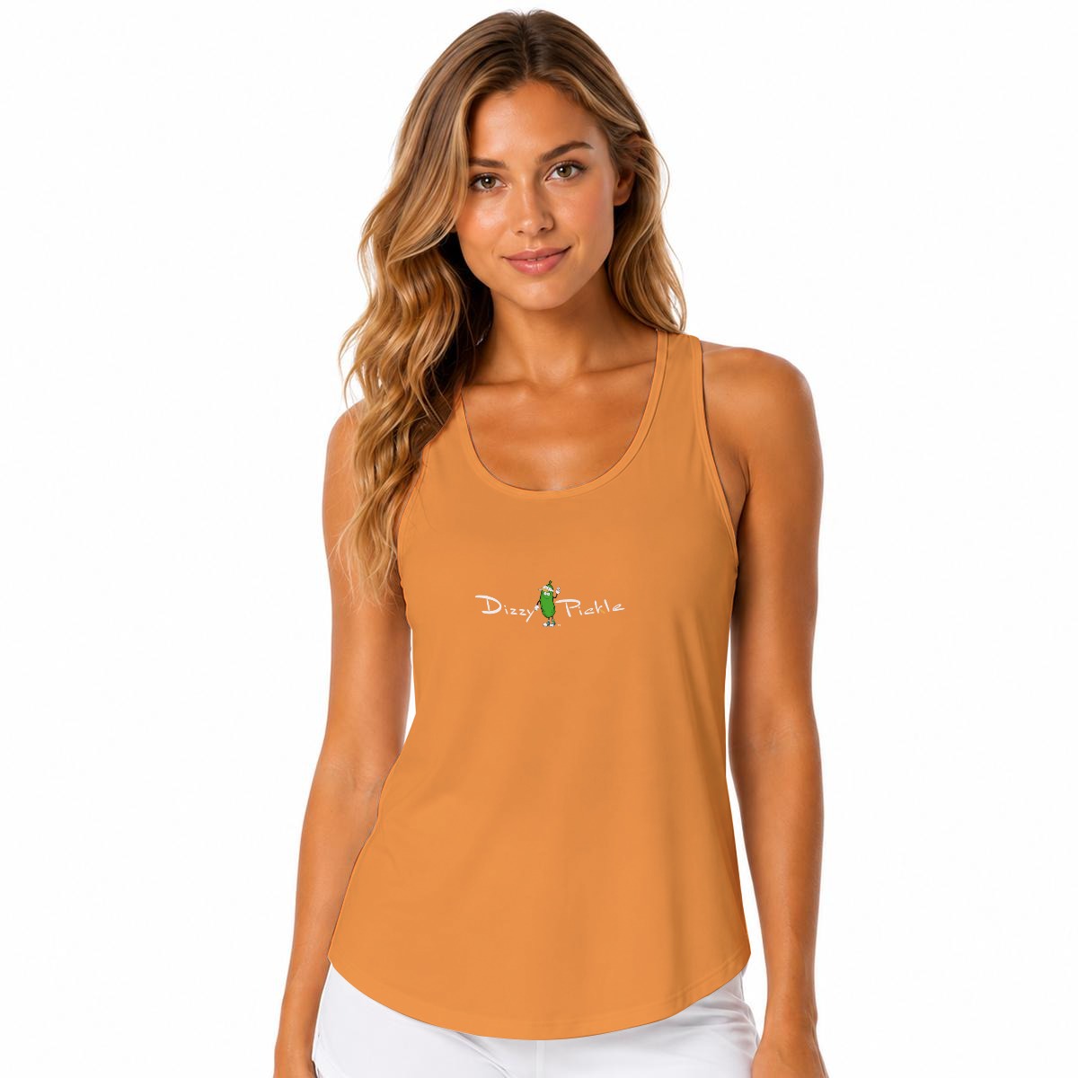 Dizzy Pickle DZY P Classic Fall Orange Women's Sleeveless Performance Tank Top with Built-In Bra