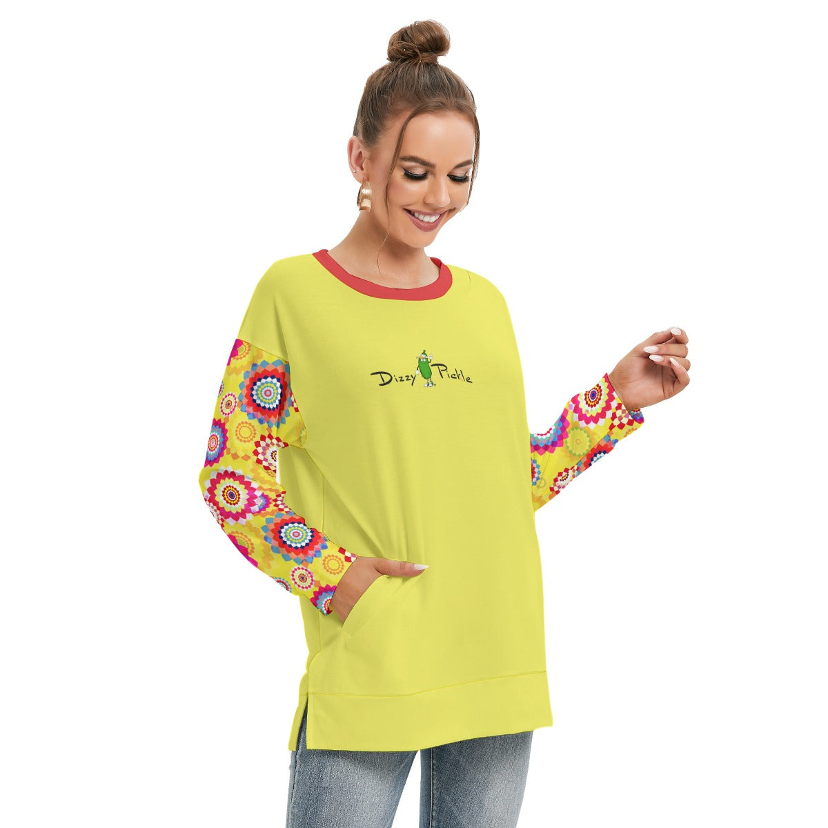 Dizzy Pickle Hannah Blooms Women's Pickleball Side Split O-Neck Sweatshirt