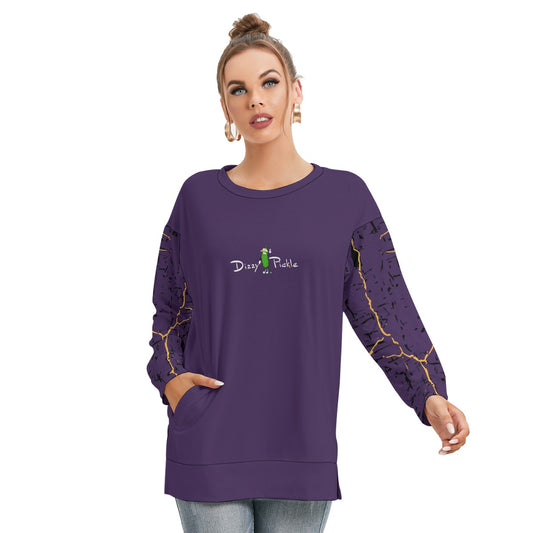 Dizzy Pickle Lynne Purple Women's Pickleball Side Split O-Neck Sweatshirt