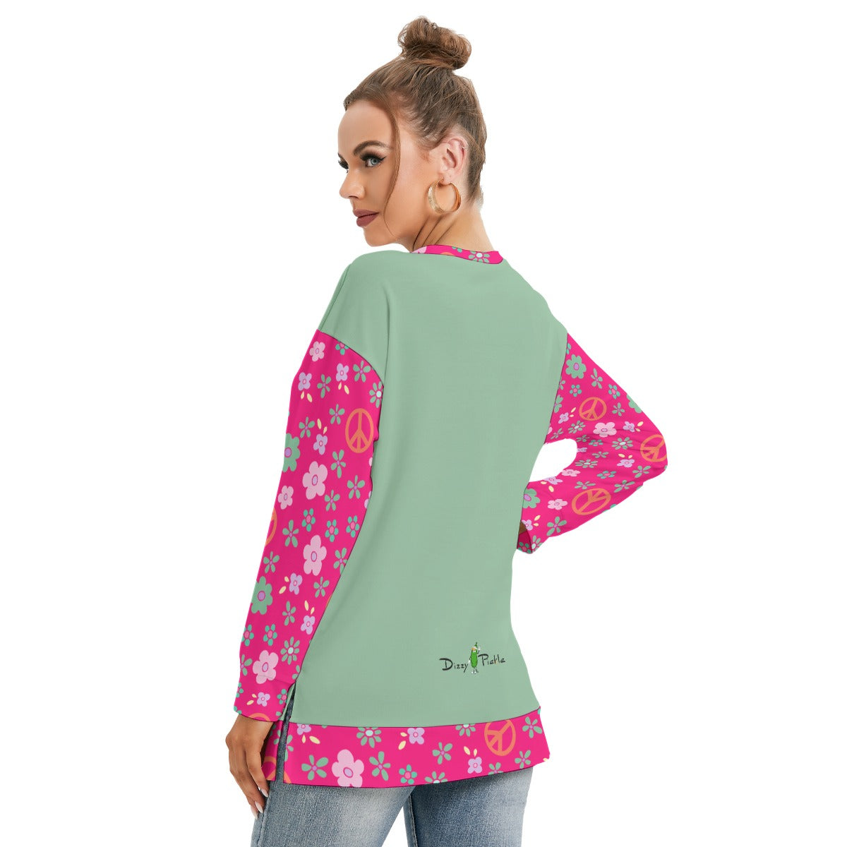 Dizzy Pickle Hope Rose Women's Pickleball Side Split O-Neck Sweatshirt