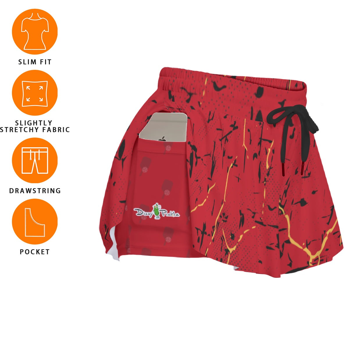 Dizzy Pickle Lynne Red Women's Pickleball Sport Culottes with Pockets