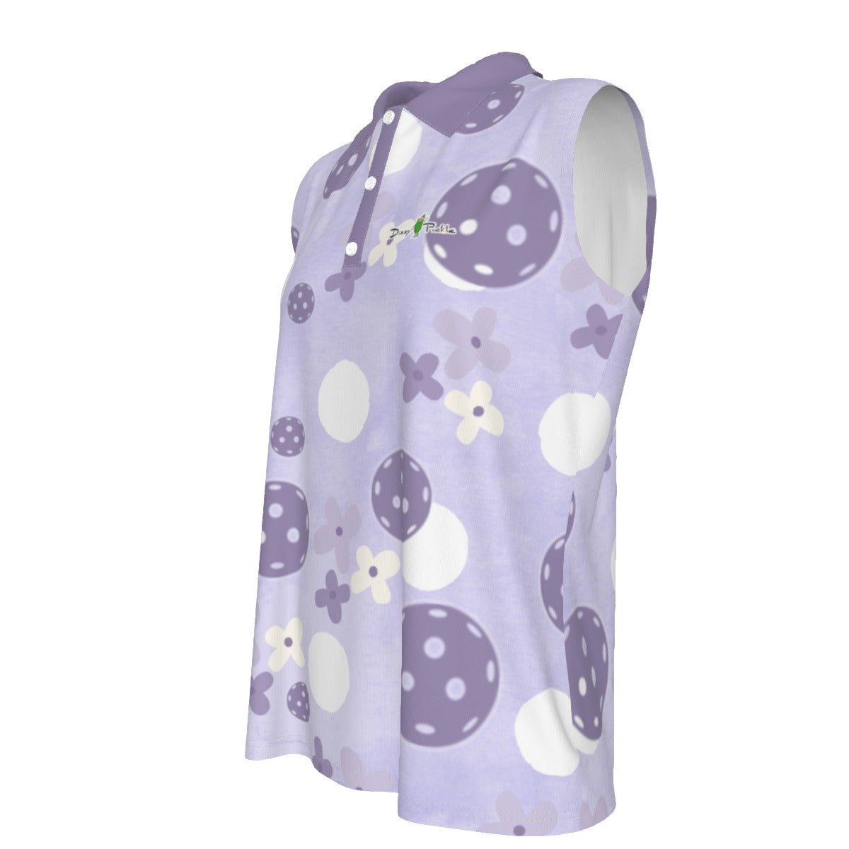 Dizzy Pickle Sophie Blooms and Balls Women's Pickleball Sleeveless Polo Shirt