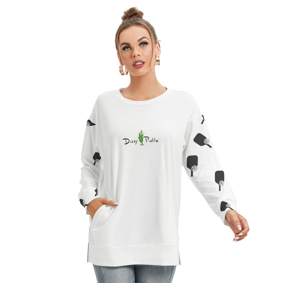 Dizzy Pickle Mary Paddles Women's Pickleball Side Split O-Neck Sweatshirt