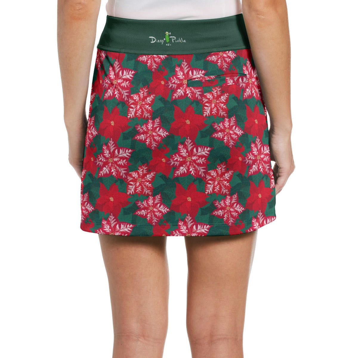 Dizzy Pickle Christmas Blooms Women's 17" Performance Pickleball Skort with Inner Shorts