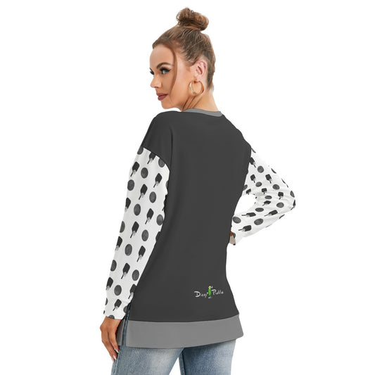 Dizzy Pickle Mary Mini Paddles Women's Pickleball Side Split O-Neck Sweatshirt