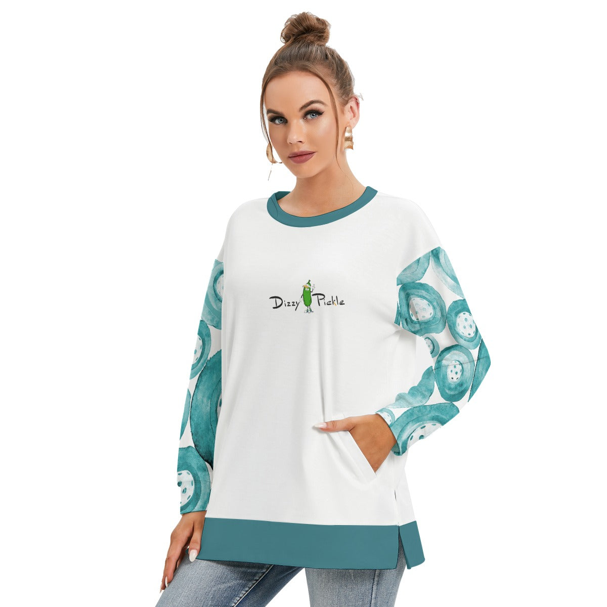 Dizzy Pickle Heidi TW Women's Pickleball Side Split O-Neck Sweatshirt