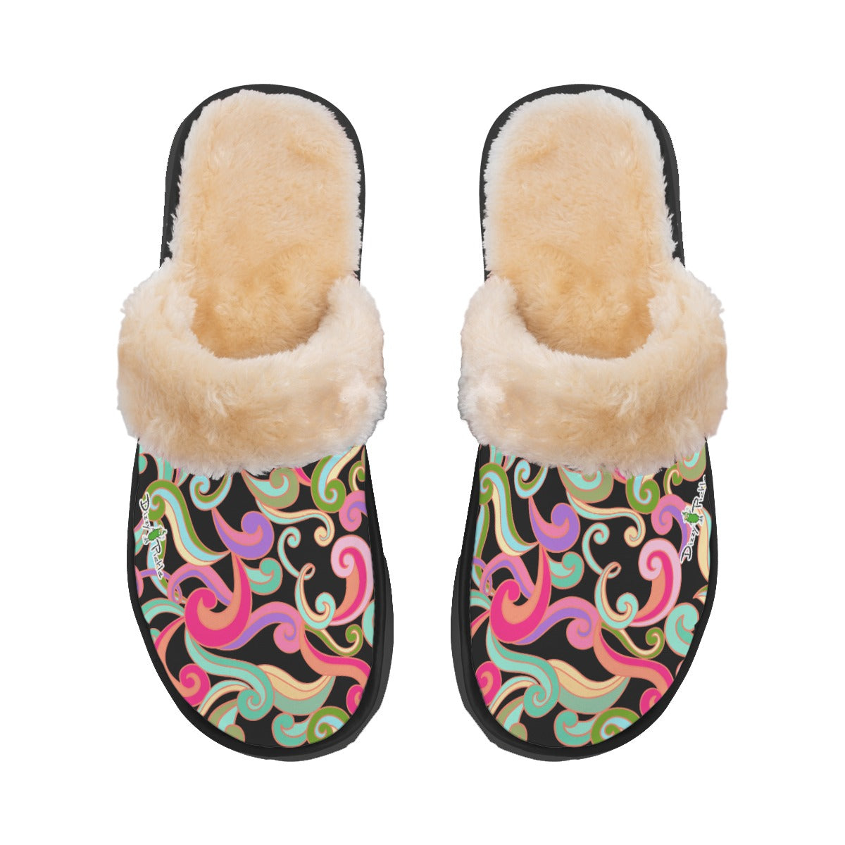 Dizzy Pickle Anna Black Women's Pickleball Plush Slippers