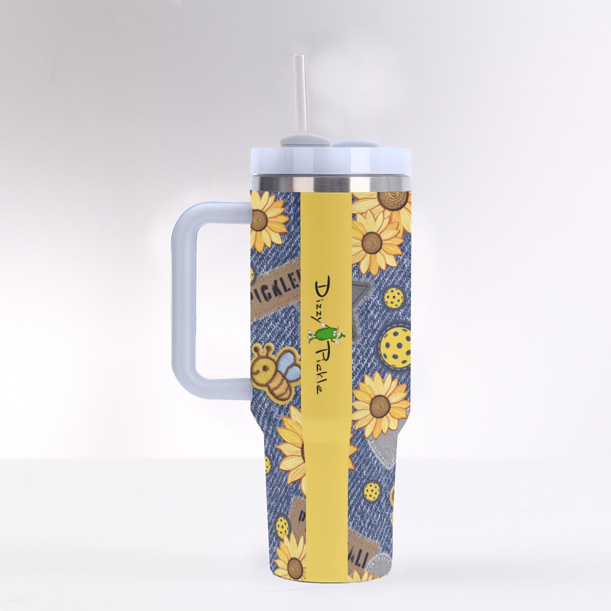 Dizzy Pickle Amy Sunflowers 40 oz. Mega Pickleball Insulated Tumbler with Handle