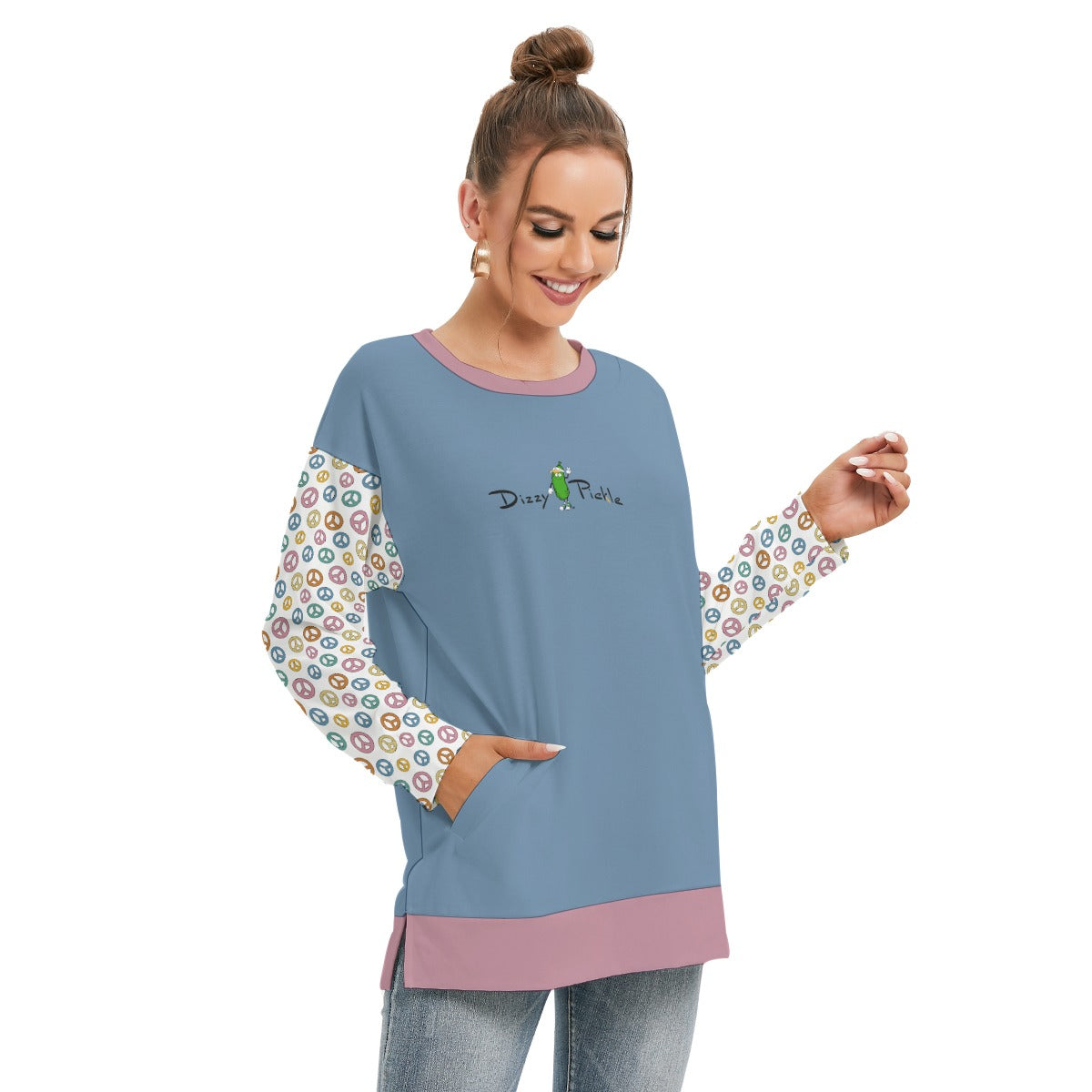 Dizzy Pickle Faith Women's Pickleball Side Split O-Neck Sweatshirt