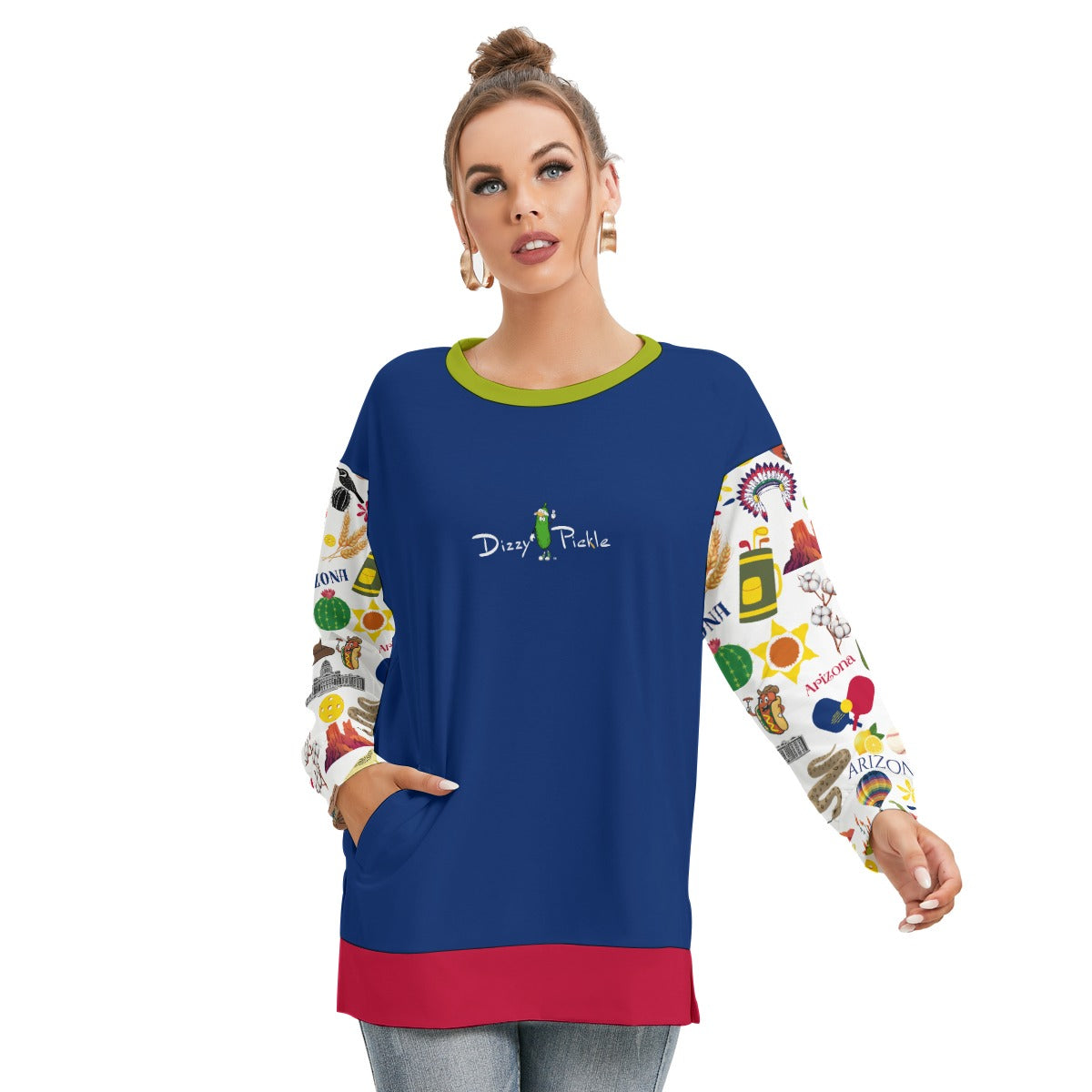 Dizzy Pickle Arizona Women's Pickleball Side Split O-Neck Sweatshirt