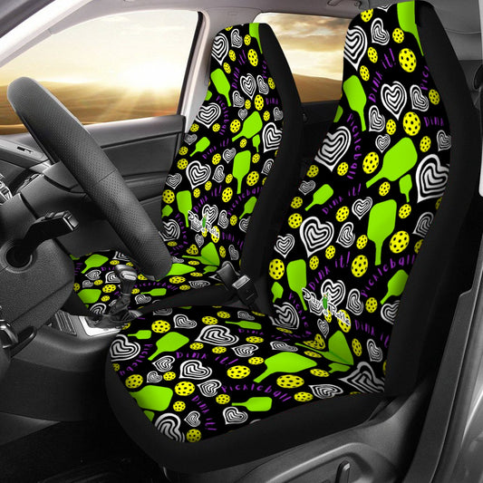 Dizzy Pickle Dinking Diva Hearts BG Universal Car Seat Cover (Includes a pair of seat covers.)