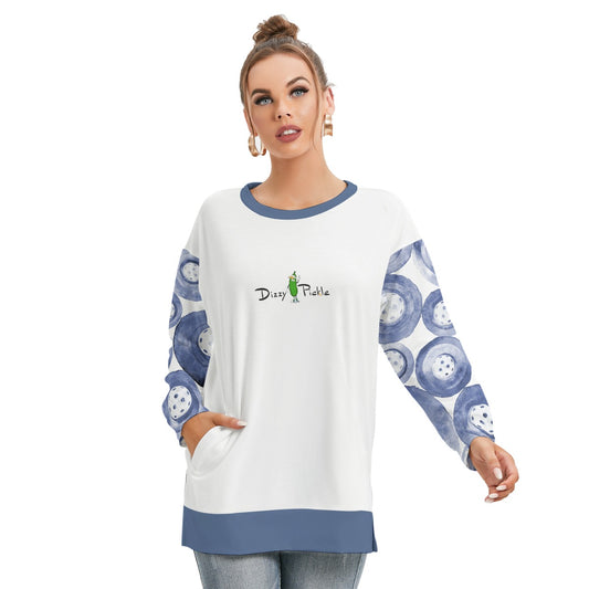 Dizzy Pickle Heidi BW Women's Pickleball Side Split O-Neck Sweatshirt