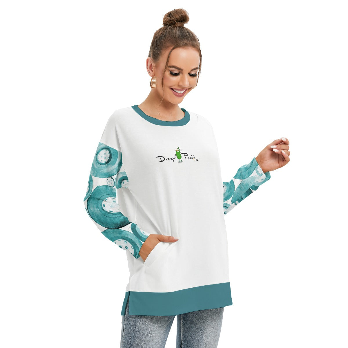 Dizzy Pickle Heidi TW Women's Pickleball Side Split O-Neck Sweatshirt