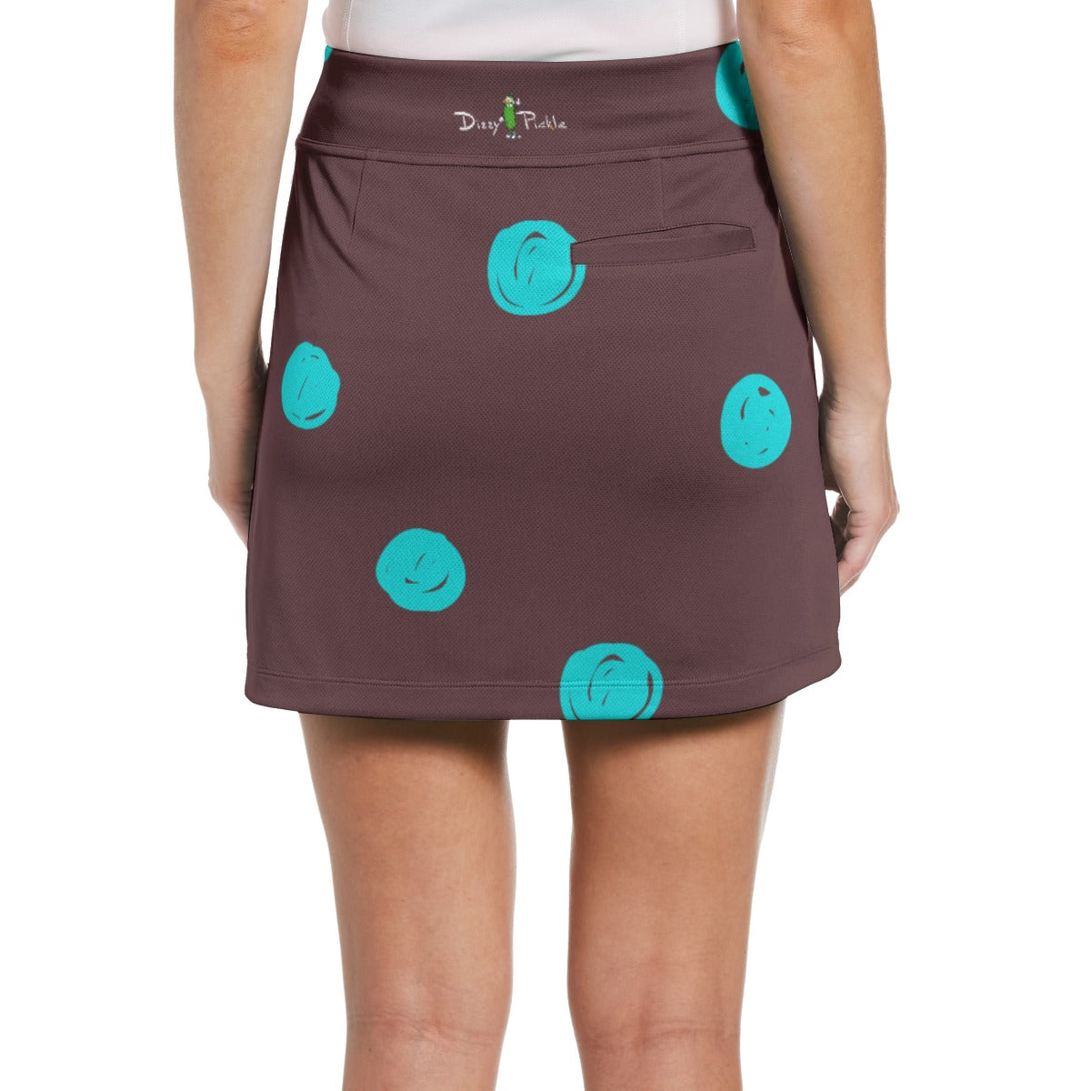 Dizzy Pickle Esther Polka Dots Brown Women's 17" Performance Pickleball Skort with Inner Shorts