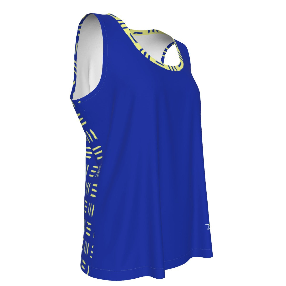 LARGE Dizzy Pickle Coming Up Daisies BY Weave Women's Pickleball Sleeveless Sports Tank Blue Yellow