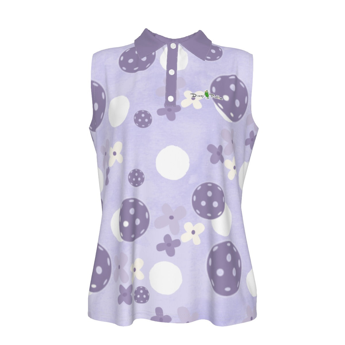Dizzy Pickle Sophie Blooms and Balls Women's Pickleball Sleeveless Polo Shirt