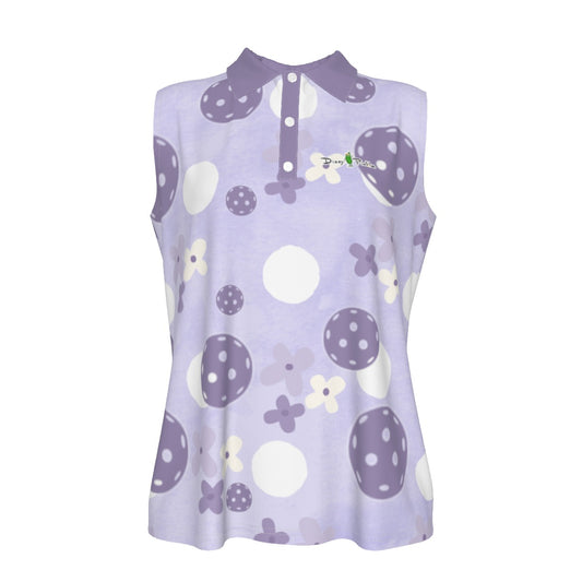 Dizzy Pickle Sophie Blooms and Balls Women's Pickleball Sleeveless Polo Shirt