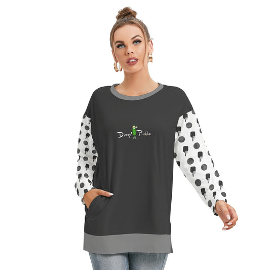 Dizzy Pickle Mary Mini Paddles Women's Pickleball Side Split O-Neck Sweatshirt