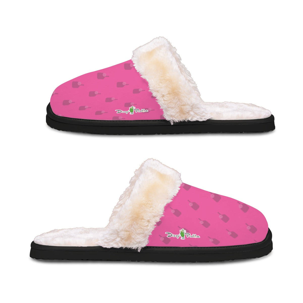Dizzy Pickle Lynne Pink Paddles Women's Pickleball Plush Slippers
