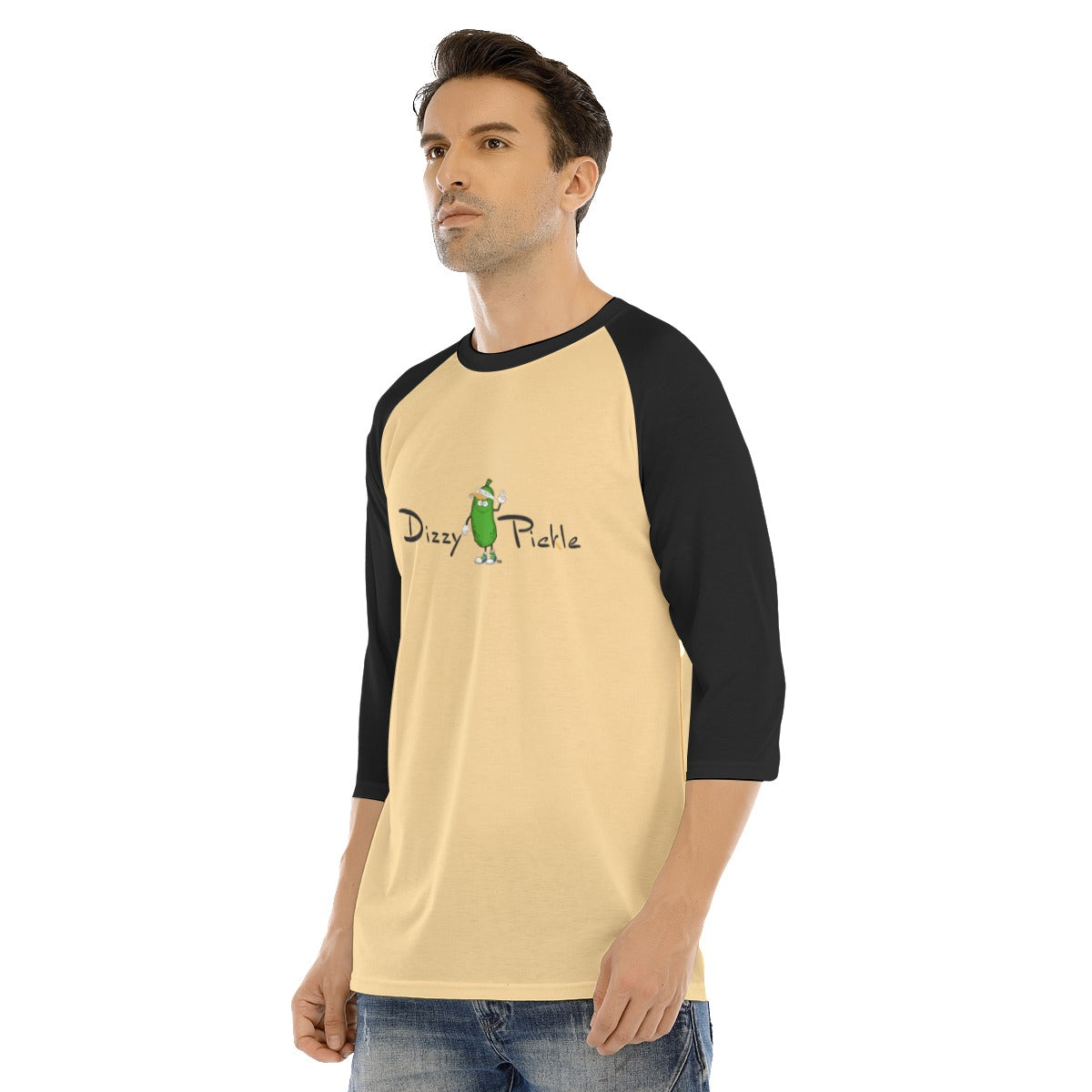 X-LARGE DZY P Classic - Sand/Black - Men's O-neck Raglan Sleeve T-shirt by Dizzy Pickle