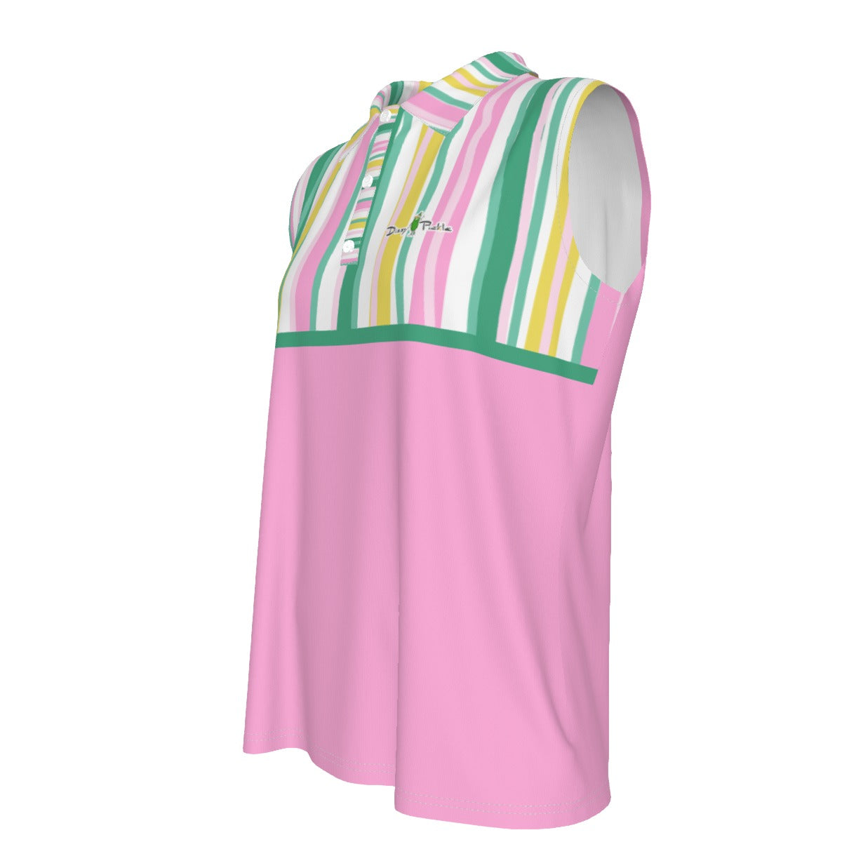 Dizzy Pickle Becky Stripes Women's Pickleball Sleeveless Polo Shirt
