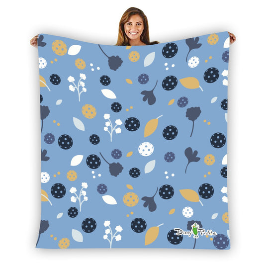 Dizzy Pickle Lesley Light Blue Pickleball Courtside Flannel Blanket