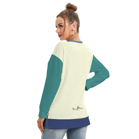 Dizzy Pickle Anne Cream Women's Pickleball Side Split O-Neck Sweatshirt