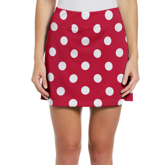 Dizzy Pickle Christmas Polka Dots Red Women's 17" Performance Pickleball Skort with Inner Shorts