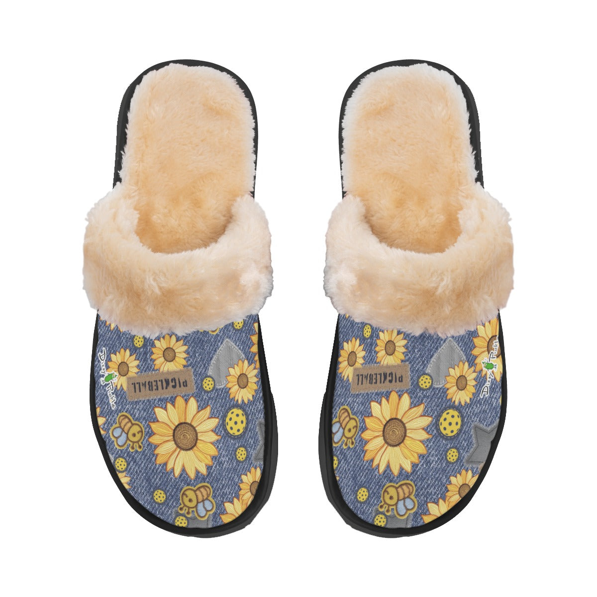 Dizzy Pickle Amy Sunflowers Women's Pickleball Plush Slippers