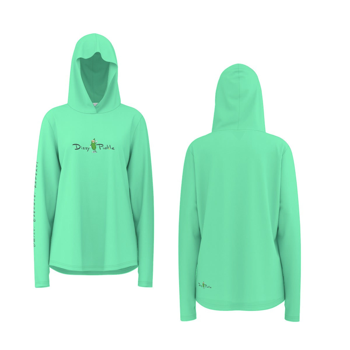 Dizzy Pickle Emily Seafoam Green Women's Pickleball Sunscreen Sports Hoodie with Thumb Holes