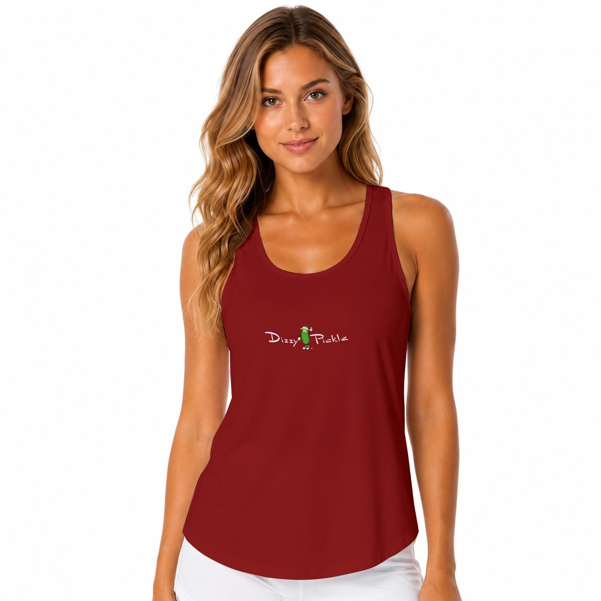 Dizzy Pickle DZY P Classic Fall Red Women's Sleeveless Performance Tank Top with Built-In Bra