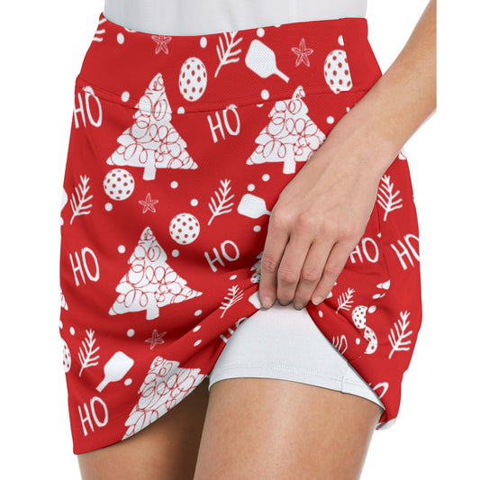 Dizzy Pickle Christmas HO HO HO Women's 17" Performance Pickleball Skort with Inner Shorts