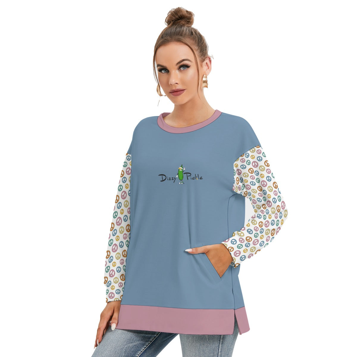 Dizzy Pickle Faith Women's Pickleball Side Split O-Neck Sweatshirt