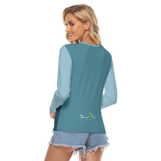 Dizzy Pickle Heidi TW Two-Tone Solid Women's Pickleball Crew Neck Stretchable Long Sleeve Top