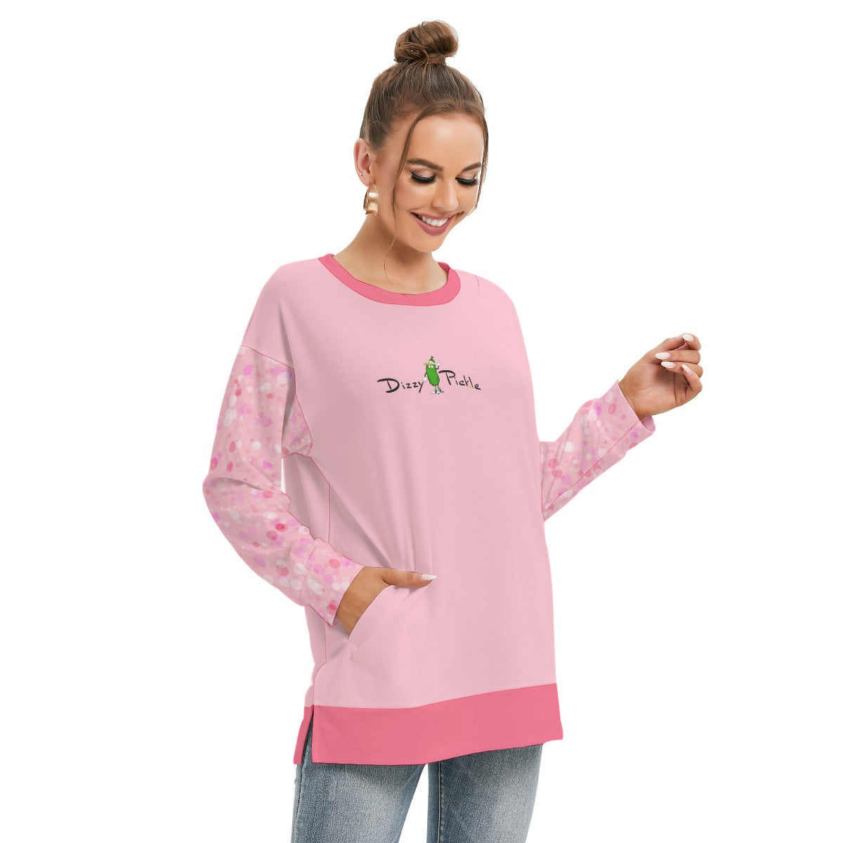 Dizzy Pickle Adleigh Bubbles Women's Pickleball Side Split O-Neck Sweatshirt