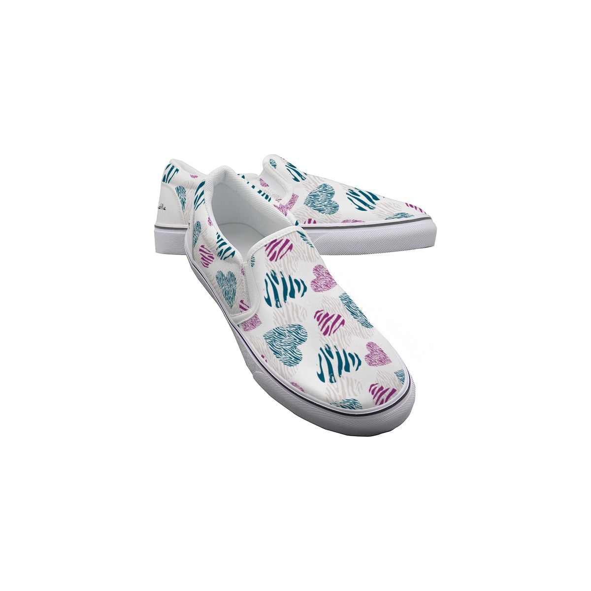 Dizzy Pickle Shelley Hearts Deep White Women's Casual Slip-On Canvas Shoes