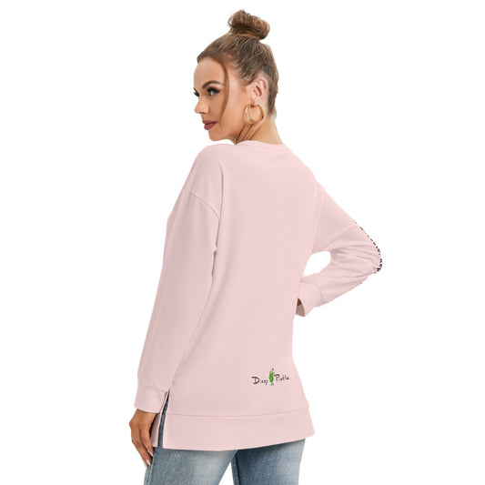 Dizzy Pickle DZY P Classic Shell Pink Women's Pickleball Side Split O-Neck Sweatshirt